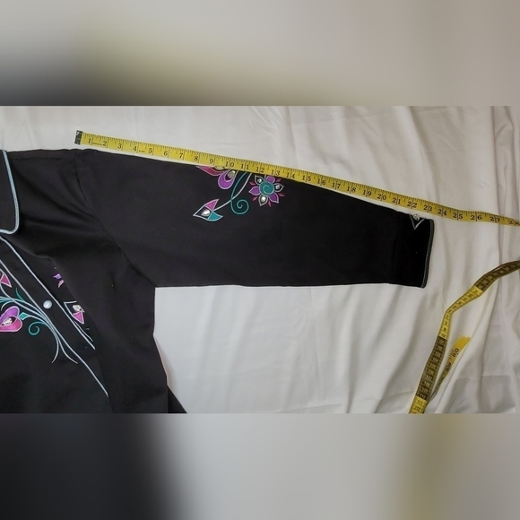 Bob Mackie Wearable Art Black Button-down Embroidered Shirt Size M - Picture 15 of 16